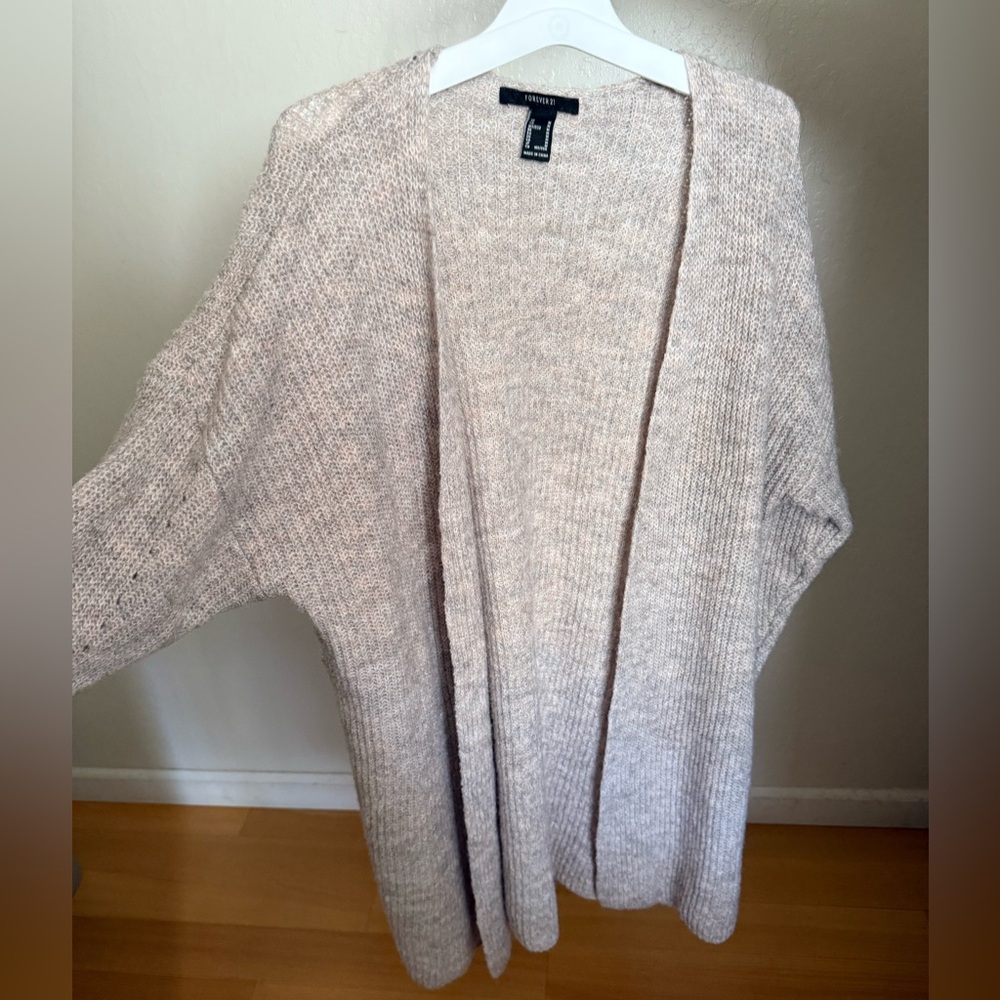 Forever 21 Marled Open Front Cardigan Sweater, Medium